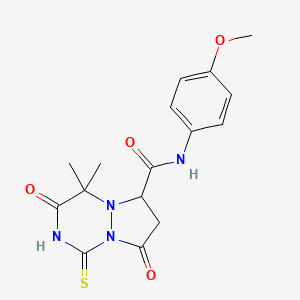 N-(4-methoxyphenyl)-4,4-dimethyl-3,8-dioxo-1-sulfanyl-3,4,7,8-tetrahydro-6H-pyrazolo[1,2-a][1,2,4]triazine-6-carboxamide