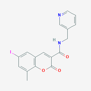 molecular formula C17H13IN2O3 B4334295 6-IODO-8-METHYL-2-OXO-N-[(PYRIDIN-3-YL)METHYL]-2H-CHROMENE-3-CARBOXAMIDE 