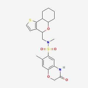 molecular formula C22H26N2O5S2 B4334303 N-(5a,6,7,8,9,9a-hexahydro-4H-thieno[3,2-c]chromen-4-ylmethyl)-N,7-dimethyl-3-oxo-3,4-dihydro-2H-1,4-benzoxazine-6-sulfonamide 