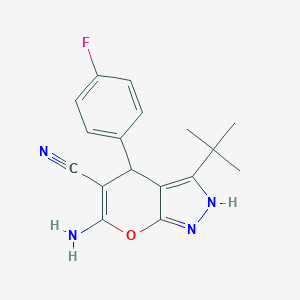 molecular formula C17H17FN4O B433433 6-Amino-3-tert-butyl-4-(4-fluorophenyl)-1,4-dihydropyrano[2,3-c]pyrazole-5-carbonitrile CAS No. 304880-81-7