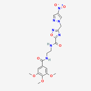 molecular formula C19H21N7O8 B4334337 3,4,5-TRIMETHOXY-N-[2-({3-[(4-NITRO-1H-PYRAZOL-1-YL)METHYL]-1,2,4-OXADIAZOL-5-YL}FORMAMIDO)ETHYL]BENZAMIDE 