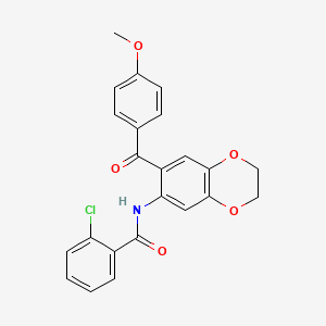 molecular formula C23H18ClNO5 B4334350 2-chloro-N-[7-(4-methoxybenzoyl)-2,3-dihydro-1,4-benzodioxin-6-yl]benzamide 