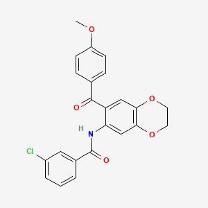 3-chloro-N-[7-(4-methoxybenzoyl)-2,3-dihydro-1,4-benzodioxin-6-yl]benzamide