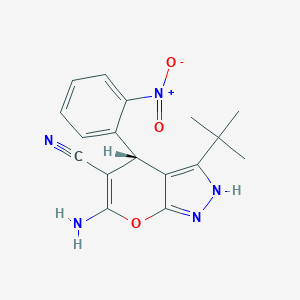 6-Amino-3-tert-butyl-4-{2-nitrophenyl}-1,4-dihydropyrano[2,3-c]pyrazole-5-carbonitrile