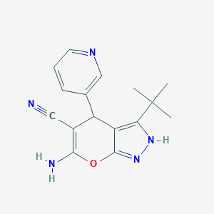 molecular formula C16H17N5O B433437 6-Amino-3-tert-butyl-4-(3-pyridinyl)-1,4-dihydropyrano[2,3-c]pyrazole-5-carbonitrile CAS No. 313379-44-1