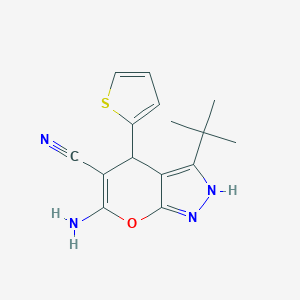 molecular formula C15H16N4OS B433440 6-Amino-3-tert-butyl-4-(2-thienyl)-1,4-dihydropyrano[2,3-c]pyrazole-5-carbonitrile CAS No. 313379-43-0