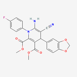 molecular formula C23H18FN3O6 B4334411 2,3-DIMETHYL 6-AMINO-4-(2H-1,3-BENZODIOXOL-5-YL)-5-CYANO-1-(4-FLUOROPHENYL)-1,4-DIHYDROPYRIDINE-2,3-DICARBOXYLATE 