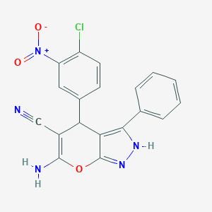 6-Amino-4-(4-chloro-3-nitrophenyl)-3-phenyl-1,4-dihydropyrano[2,3-c]pyrazole-5-carbonitrile