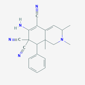 molecular formula C21H21N5 B433443 6-amino-2,3,8a-trimethyl-8-phenyl-2,3,8,8a-tetrahydro-5,7,7(1H)-isoquinolinetricarbonitrile CAS No. 302903-64-6