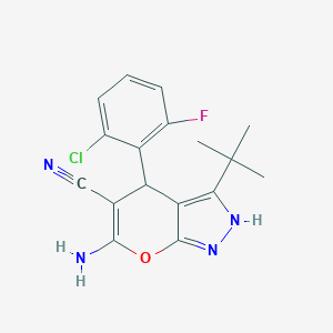6-Amino-3-tert-butyl-4-(2-chloro-6-fluorophenyl)-1,4-dihydropyrano[2,3-c]pyrazole-5-carbonitrile