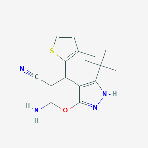 molecular formula C16H18N4OS B433448 6-Amino-3-tert-butyl-4-(3-methyl-2-thienyl)-1,4-dihydropyrano[2,3-c]pyrazole-5-carbonitrile CAS No. 316361-85-0