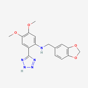 (1,3-benzodioxol-5-ylmethyl)[4,5-dimethoxy-2-(1H-tetrazol-5-yl)phenyl]amine