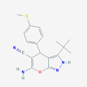 molecular formula C18H20N4OS B433451 6-Amino-3-(tert-butyl)-4-[4-(methylsulfanyl)phenyl]-1,4-dihydropyrano[2,3-c]pyrazole-5-carbonitrile CAS No. 328261-37-6