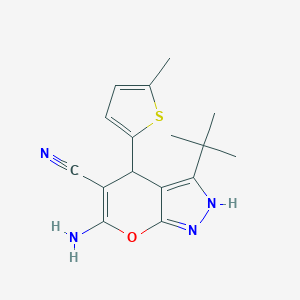 molecular formula C16H18N4OS B433454 6-Amino-3-tert-butyl-4-(5-methyl-2-thienyl)-1,4-dihydropyrano[2,3-c]pyrazole-5-carbonitrile CAS No. 309289-81-4