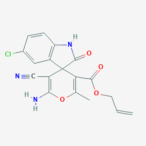 molecular formula C18H14ClN3O4 B433456 prop-2-enyl 6'-amino-5-chloro-5'-cyano-2'-methyl-2-oxospiro[1H-indole-3,4'-pyran]-3'-carboxylate CAS No. 313382-02-4
