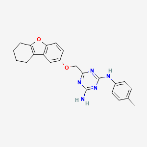 molecular formula C23H23N5O2 B4334628 N-(4-methylphenyl)-6-[(6,7,8,9-tetrahydrodibenzo[b,d]furan-2-yloxy)methyl]-1,3,5-triazine-2,4-diamine 