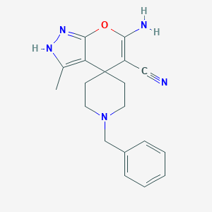 molecular formula C19H21N5O B433464 6'-amino-1-benzyl-3'-methyl-2'H-spiro[piperidine-4,4'-pyrano[2,3-c]pyrazole]-5'-carbonitrile CAS No. 302818-13-9