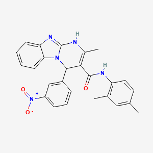 molecular formula C26H23N5O3 B4334643 N-(2,4-dimethylphenyl)-2-methyl-4-(3-nitrophenyl)-1,4-dihydropyrimido[1,2-a]benzimidazole-3-carboxamide 