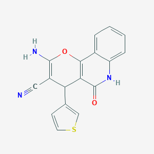 B433468 2-amino-5-oxo-4-(3-thienyl)-5,6-dihydro-4H-pyrano[3,2-c]quinoline-3-carbonitrile CAS No. 330181-15-2