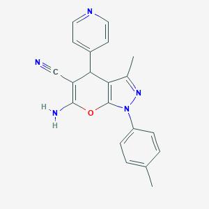 molecular formula C20H17N5O B433470 6-amino-3-methyl-1-(4-methylphenyl)-4-(pyridin-4-yl)-1H,4H-pyrano[2,3-c]pyrazole-5-carbonitrile CAS No. 340812-72-8
