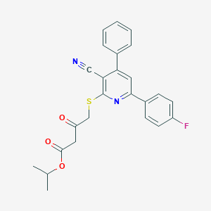 molecular formula C25H21FN2O3S B433474 Isopropyl 4-{[3-cyano-6-(4-fluorophenyl)-4-phenyl-2-pyridinyl]sulfanyl}-3-oxobutanoate CAS No. 340817-53-0