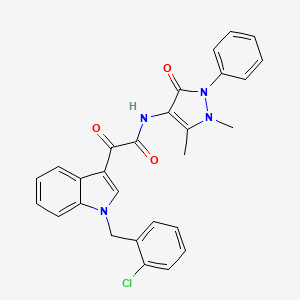 molecular formula C28H23ClN4O3 B4334778 2-[1-(2-chlorobenzyl)-1H-indol-3-yl]-N-(1,5-dimethyl-3-oxo-2-phenyl-2,3-dihydro-1H-pyrazol-4-yl)-2-oxoacetamide 