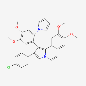 molecular formula C32H27ClN2O4 B4334816 2-(4-chlorophenyl)-1-[4,5-dimethoxy-2-(1H-pyrrol-1-yl)phenyl]-8,9-dimethoxypyrrolo[2,1-a]isoquinoline 