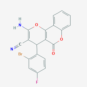 molecular formula C19H10BrFN2O3 B433482 2-amino-4-(2-bromo-4-fluorophenyl)-5-oxo-4H,5H-pyrano[3,2-c]chromene-3-carbonitrile CAS No. 309927-07-9