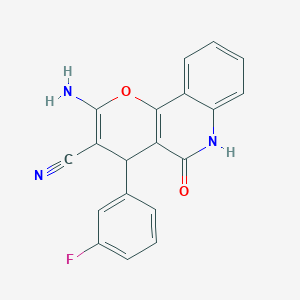 molecular formula C19H12FN3O2 B433485 2-amino-4-(3-fluorophenyl)-5-oxo-5,6-dihydro-4H-pyrano[3,2-c]quinoline-3-carbonitrile CAS No. 340812-37-5