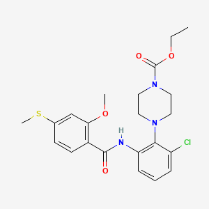 ETHYL 4-{2-CHLORO-6-[2-METHOXY-4-(METHYLSULFANYL)BENZAMIDO]PHENYL}PIPERAZINE-1-CARBOXYLATE