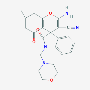 2-Amino-7,7-dimethyl-1'-(morpholin-4-ylmethyl)-2',5-dioxospiro[6,8-dihydrochromene-4,3'-indole]-3-carbonitrile