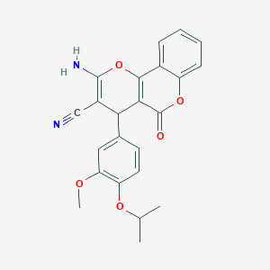 molecular formula C23H20N2O5 B433491 2-amino-4-(4-isopropoxy-3-methoxyphenyl)-5-oxo-4H,5H-pyrano[3,2-c]chromene-3-carbonitrile CAS No. 309927-16-0
