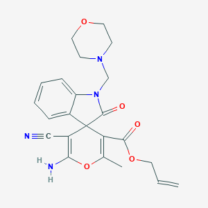 molecular formula C23H24N4O5 B433493 Prop-2-enyl 6'-amino-5'-cyano-2'-methyl-1-(morpholin-4-ylmethyl)-2-oxospiro[indole-3,4'-pyran]-3'-carboxylate CAS No. 488707-59-1