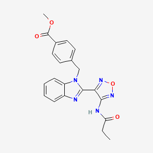 molecular formula C21H19N5O4 B4334935 METHYL 4-{[2-(4-PROPANAMIDO-1,2,5-OXADIAZOL-3-YL)-1H-1,3-BENZODIAZOL-1-YL]METHYL}BENZOATE 