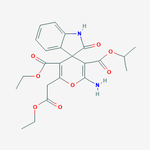 molecular formula C23H26N2O8 B433498 5-O'-ethyl 3-O'-propan-2-yl 2'-amino-6'-(2-ethoxy-2-oxoethyl)-2-oxospiro[1H-indole-3,4'-pyran]-3',5'-dicarboxylate CAS No. 352663-29-7
