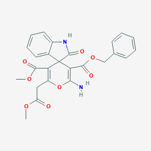 3-O'-benzyl 5-O'-methyl 2'-amino-6'-(2-methoxy-2-oxoethyl)-2-oxospiro[1H-indole-3,4'-pyran]-3',5'-dicarboxylate