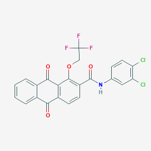 molecular formula C23H12Cl2F3NO4 B4334998 N-(3,4-dichlorophenyl)-9,10-dioxo-1-(2,2,2-trifluoroethoxy)-9,10-dihydroanthracene-2-carboxamide 