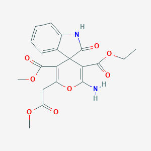 molecular formula C20H20N2O8 B433500 3-O'-ethyl 5-O'-methyl 2'-amino-6'-(2-methoxy-2-oxoethyl)-2-oxospiro[1H-indole-3,4'-pyran]-3',5'-dicarboxylate CAS No. 352663-30-0