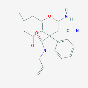 molecular formula C22H21N3O3 B433501 2-Amino-7,7-dimethyl-2',5-dioxo-1'-prop-2-enylspiro[6,8-dihydrochromene-4,3'-indole]-3-carbonitrile CAS No. 352663-37-7