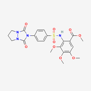 methyl 2-({[4-(1,3-dioxodihydro-1H,5H-pyrazolo[1,2-a][1,2,4]triazol-2(3H)-yl)phenyl]sulfonyl}amino)-3,4,5-trimethoxybenzoate