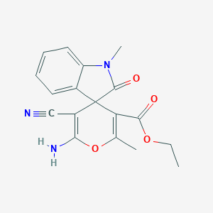 molecular formula C18H17N3O4 B433502 Ethyl 6'-amino-5'-cyano-1,2'-dimethyl-2-oxo-1,2-dihydrospiro[indole-3,4'-pyran]-3'-carboxylate CAS No. 119771-49-2