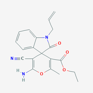 molecular formula C20H19N3O4 B433504 Ethyl 6'-amino-5'-cyano-2'-methyl-2-oxo-1-prop-2-enylspiro[indole-3,4'-pyran]-3'-carboxylate CAS No. 352663-38-8