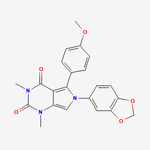 molecular formula C22H19N3O5 B4335055 6-(2H-1,3-BENZODIOXOL-5-YL)-5-(4-METHOXYPHENYL)-1,3-DIMETHYL-1H,2H,3H,4H,6H-PYRROLO[3,4-D]PYRIMIDINE-2,4-DIONE 