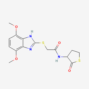 molecular formula C15H17N3O4S2 B4335063 2-[(4,7-dimethoxy-1H-benzimidazol-2-yl)sulfanyl]-N-(2-oxotetrahydrothiophen-3-yl)acetamide 