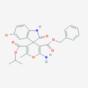 molecular formula C25H23BrN2O6 B433508 3-O'-benzyl 5-O'-propan-2-yl 2'-amino-5-bromo-6'-methyl-2-oxospiro[1H-indole-3,4'-pyran]-3',5'-dicarboxylate CAS No. 352663-43-5