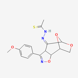 N-[(Z)-[5-(4-methoxyphenyl)-3,9,11-trioxa-4-azatricyclo[6.2.1.02,6]undec-4-en-7-ylidene]amino]ethanethioamide