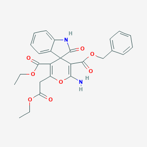 molecular formula C27H26N2O8 B433510 3-O'-benzyl 5-O'-ethyl 2'-amino-6'-(2-ethoxy-2-oxoethyl)-2-oxospiro[1H-indole-3,4'-pyran]-3',5'-dicarboxylate CAS No. 352663-28-6