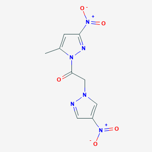 molecular formula C9H8N6O5 B4335128 1-(5-METHYL-3-NITRO-1H-PYRAZOL-1-YL)-2-(4-NITRO-1H-PYRAZOL-1-YL)ETHAN-1-ONE 