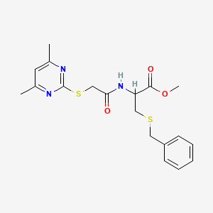 METHYL 3-(BENZYLSULFANYL)-2-{2-[(4,6-DIMETHYLPYRIMIDIN-2-YL)SULFANYL]ACETAMIDO}PROPANOATE