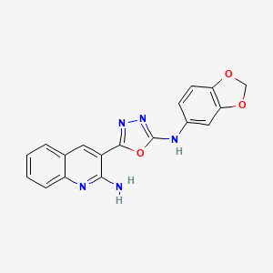 3-{5-[(2H-1,3-BENZODIOXOL-5-YL)AMINO]-1,3,4-OXADIAZOL-2-YL}QUINOLIN-2-AMINE